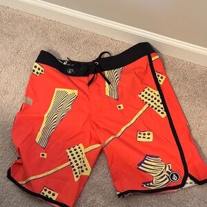 Volcom Orange Graphic Board Shorts
